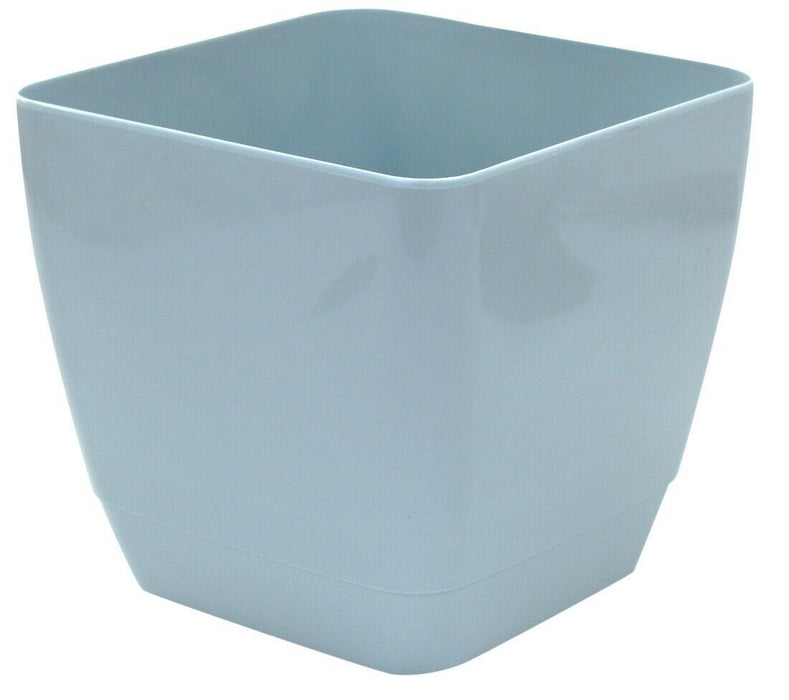 Set Of 4 Indoor Square Plant Pots 14cm Small Square Indoor Planters Blue