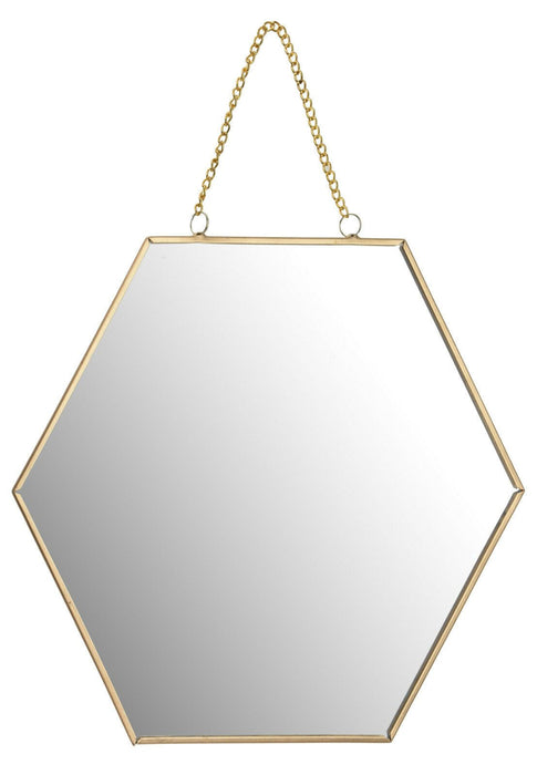 30cm Hexagon Shaped Hanging Wall Mirror Bathroom Shaving Mirror With Gold Frame