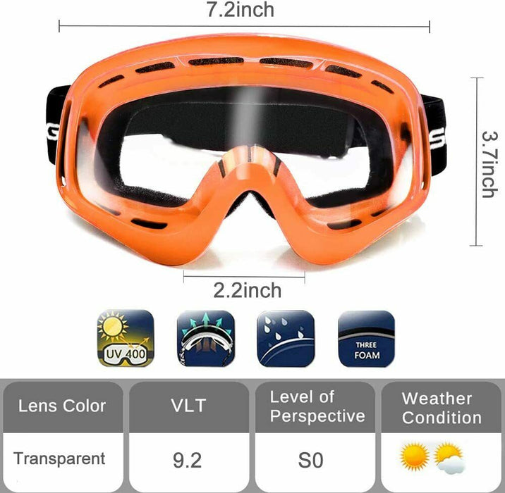 ATV Motocross Goggles Adults Men Women Off Road MX Racing Goggle with Clear Lens