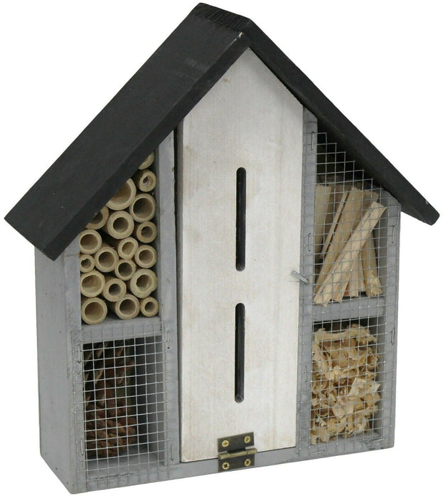 Insect Hotel Bee Bug House 30cm Hotel Wood Black Roof Insect House