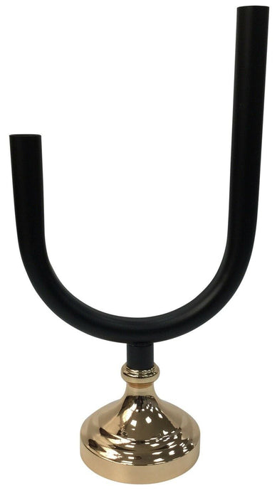 Modern Large 38cm Tall U Shaped Black Candlestick With Gold Base Candle Holder