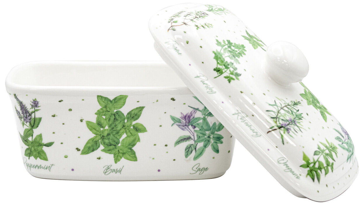 Fine China Butter Dish Leonardo Collection Herb Garden Bell Top Butter Dish