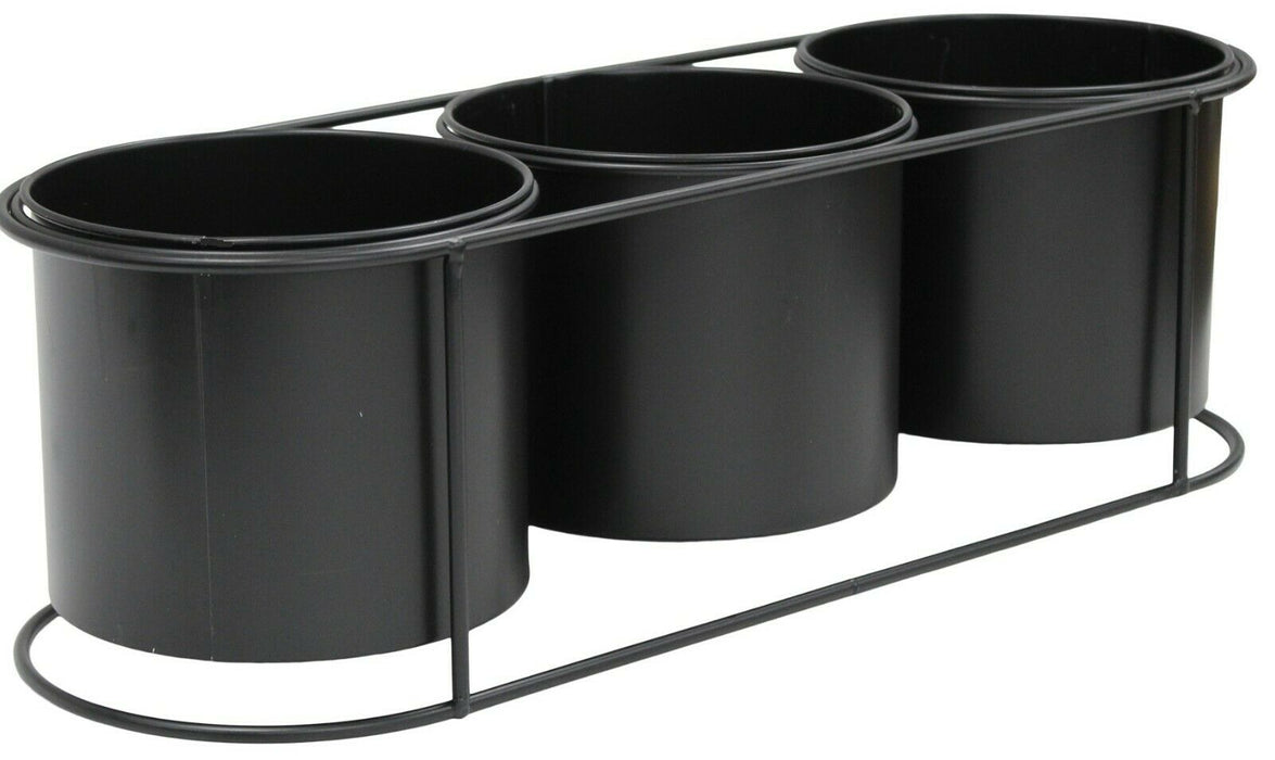 Set Of 3 Indoor Planters Stand Black Plant Pots Set Of 3 Black Stand Home Plants