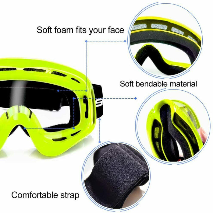 ATV Motocross Goggles Adults Men Women Off Road MX Racing Goggle with Clear Lens