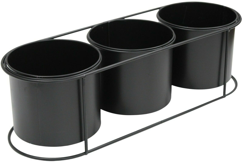 Set Of 3 Indoor Planters Stand Black Plant Pots Set Of 3 Black Stand Home Plants