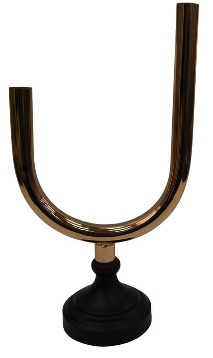 Modern Large 38cm Tall U Shaped Gold Candlestick With Black Base