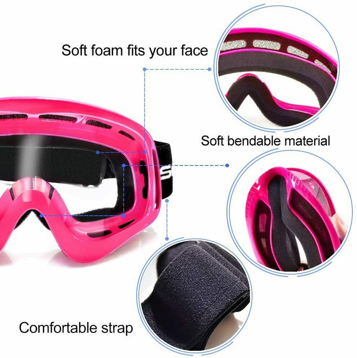 ATV Motocross Goggles Adults Men Women Off Road MX Racing Goggle with Clear Lens