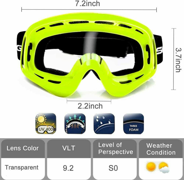 ATV Motocross Goggles Adults Men Women Off Road MX Racing Goggle with Clear Lens