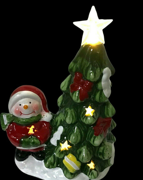 LED Lightup Christmas Ornament Snowman By Christmas Tree Mini Festive Xmas Scene