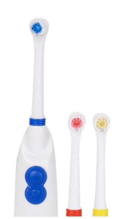 Electric Toothbrush - Rotating Soft Bristles Battery Powered With 3 Strong Heads