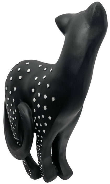 Black Cat Figurine Resin Standing Cat Animal Sculpture Decorative Shelf Ornament