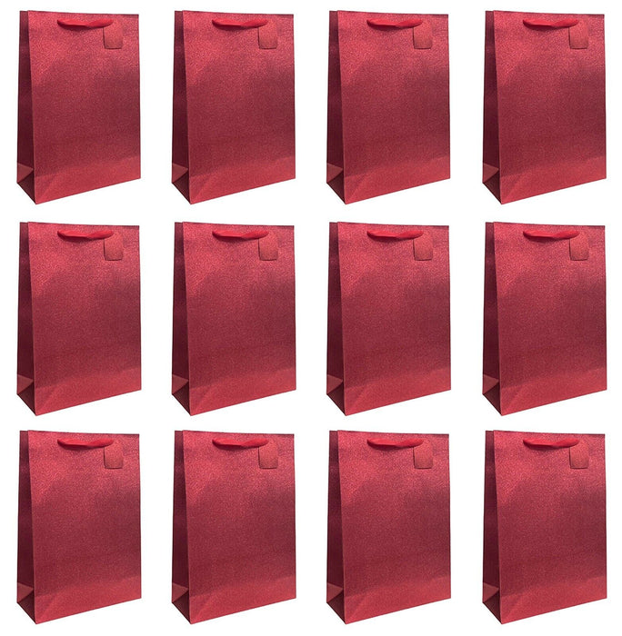 12 x Red Glitter Christmas Bags For Presents Xmas Present Bags