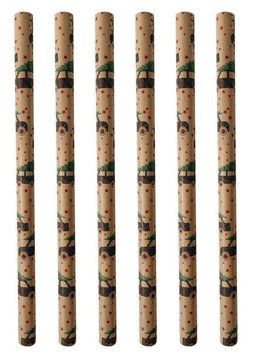 Christmas Wrapping Paper 6 Rolls 12m Of Christmas Car & Tree Design Gift Wrap