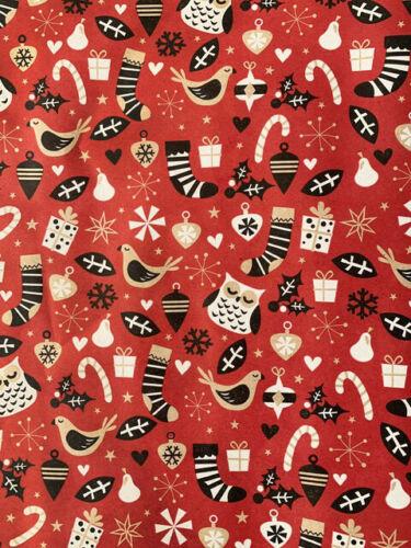 Red Christmas Wrapping Paper 6 Rolls 12m Of Stocking & Presents Design Gift Wrap